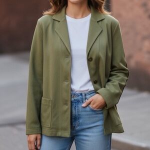 Vtg Rafael Sport Button Front Jacket/Blazer in Olive Green Size Small